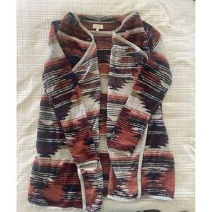 Lucky Brand Boho Aztec Open Front Drape Cardigan Women's Size Large